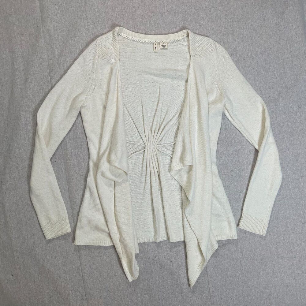 Moth - Anthropologie | Cream Waterfall Front Cardigan Wool Blend | Small
